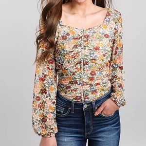 Gimmicks Square Neck Floral Ruched Top